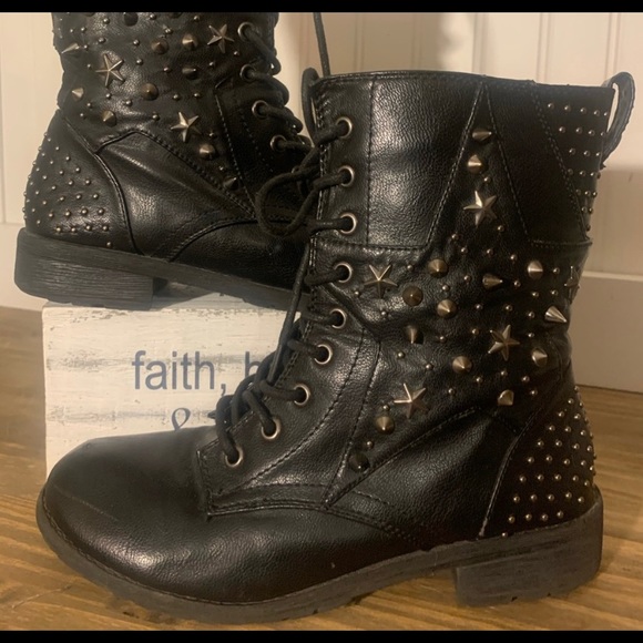 Women’s black Combat Boots with studs and spikes - Picture 2 of 8